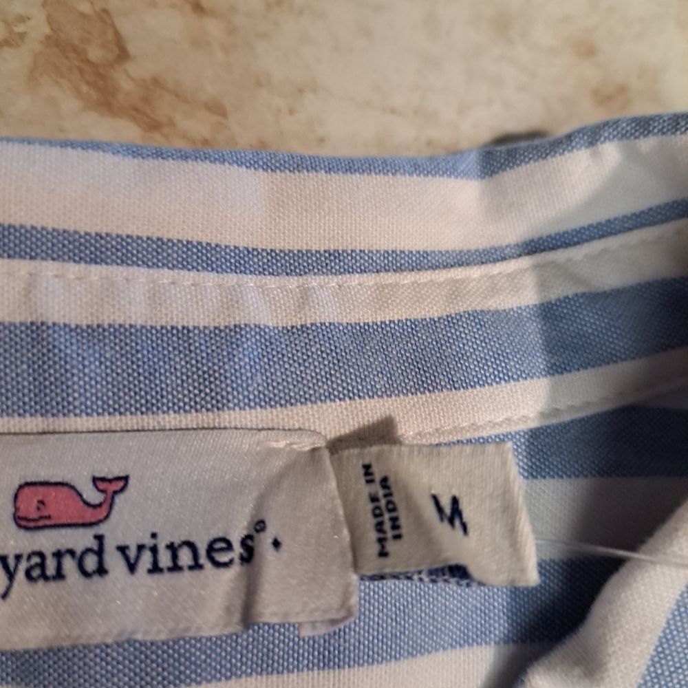Vineyard Vines Sleeveless Popover Dress Collared Bayside Blue Stripe Sz M NWT - Picture 4 of 10